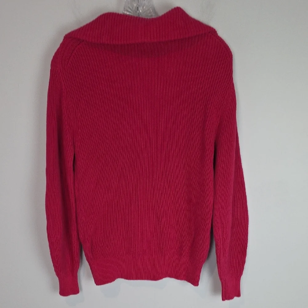 Loft COTTON pink quarter zip johnny collar sweater size  Small Petite
